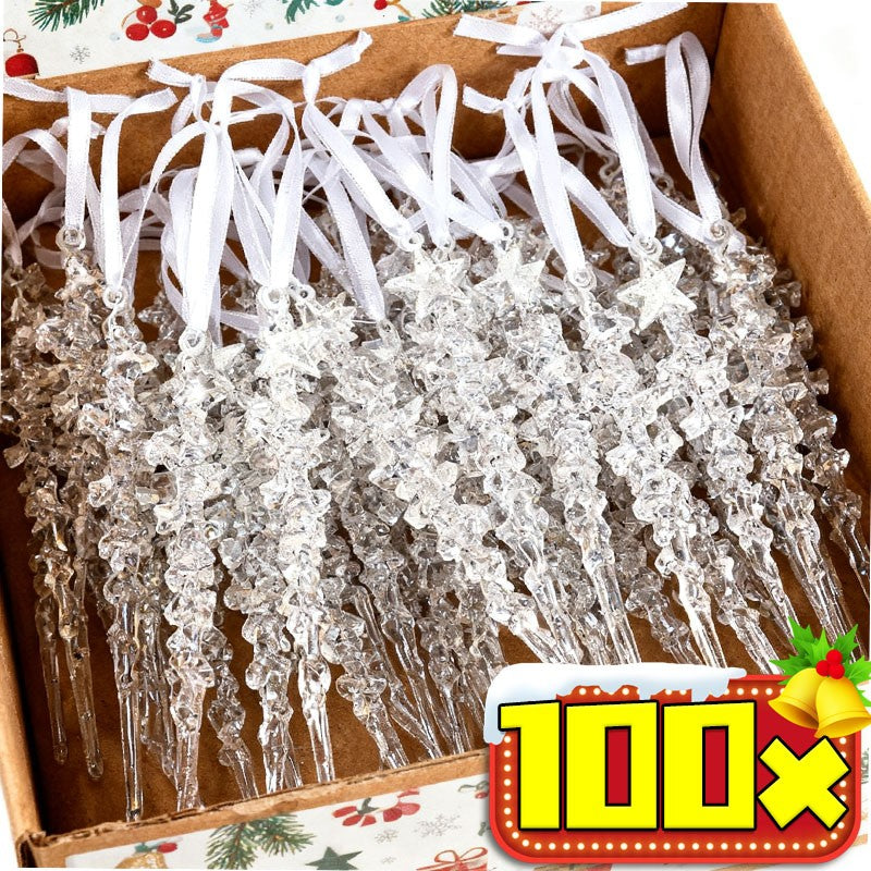 Clear Acrylic Icicle Ornaments Christmas Clear Crystal Icicles Pendants Christmas Tree Hanging Icicles Drop Xmas Wedding Decor