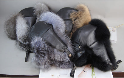 2025 Hot Sale Men Outdoor Windproof Winter Natural Real Fox Fur Bombers Hats Quality Cap Man Luxury Real Sheepskin Leather Hat