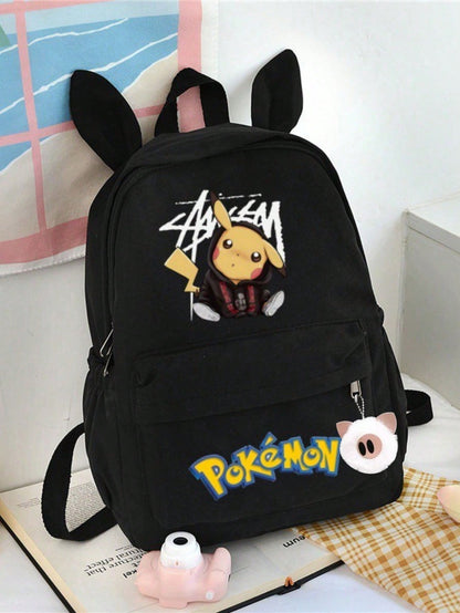 Miniso Pokémon Desenho Animado Mochila Orelhas de Coelho Fofa Bolsa Escolar Primária Para Alunos Moderna Casual Pequena Mochila Escolar Estilo Unissex