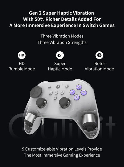 GuliKit TT Max Wireless Controller for Nintendo Switch 1/2 with Tension Adjustable TMR Joysticks for Windows Android iOS