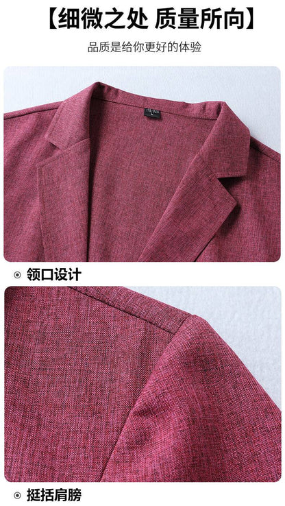A fashionable and stylish men's sun-protective suit with a linen collar and two buttons, along with a sun-protective jacket
