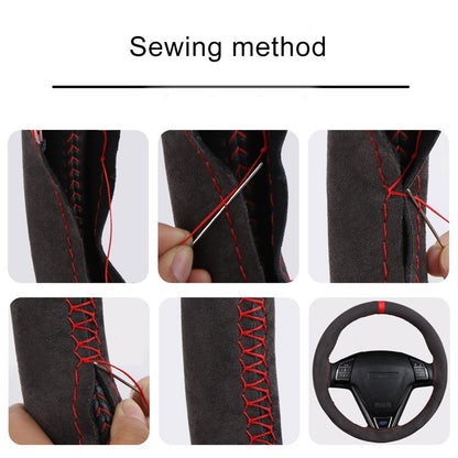 DIY Suede Car Steering Wheel Cover 15 inch Auto Steering Wheel Wrap With Needle Thread Four Season Universal Car Accessories