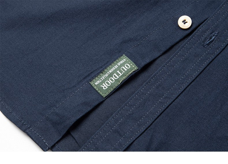 2025 New Summer Army Green Fashion Versatile Men's Casual Shirt, Khaki Slim Short-sleeved Breathable Cotton Cargo Shirts for Men