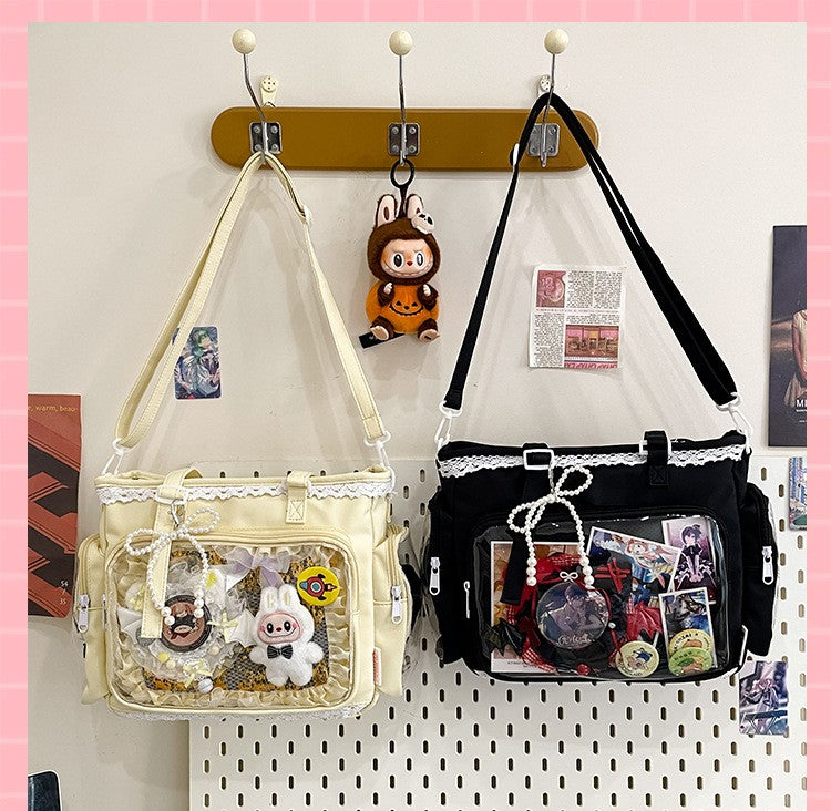 New Japanese Style Transparent Crossbody Bag Cute Candy Color Commuting Shoulder Bag for Girls Simple and Casual Texture Ita Bag