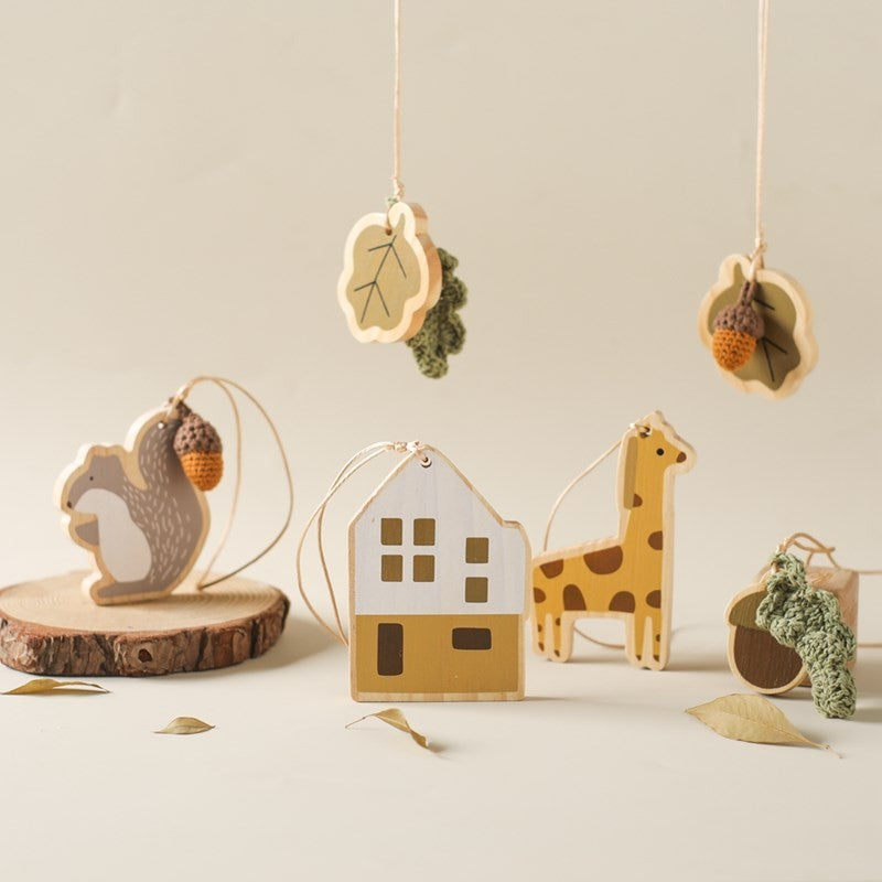 Móbile de Berço de Madeira, Chocalho e Mordedor, Brinquedos Sensoriais para Bebês, Brinquedos de Atividades para Carrinhos, Presentes para Ginásios de Bebês Recém-Nascidos