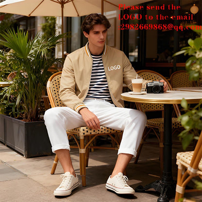 Custom Windproof Jacket Men Personalized Logo Printed Zipper Motorcycle Outdoor Sportswear Casual Fashion Coat