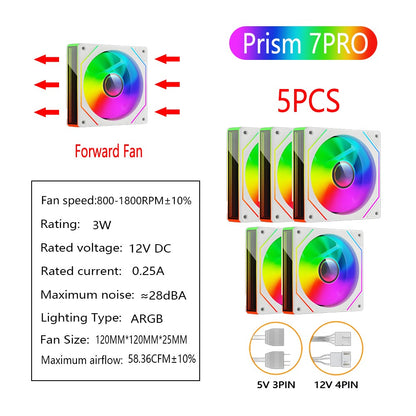 PRISM 7 PRO Computer Case Fan 120mm ARGB 4-Pin PWM Silent Cooling Fan 12V High Airflow 58.36CFM/800-1800RPM