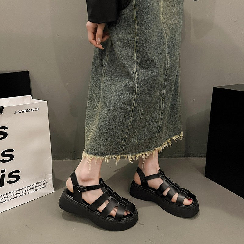 Summer Women's Sandals British Style Platform Women Casual Shoes Fashion Brand Beach Shoes 2024 High Quality Women Roman Sandals