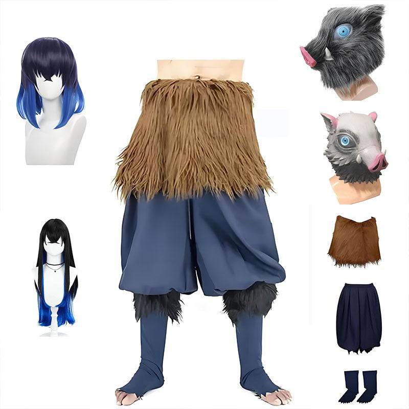 Disfraz de Anime bilibili Demon Slayer Hashibira Inosuke, disfraz de Halloween para adultos, pantalones elegantes, ropa, máscara