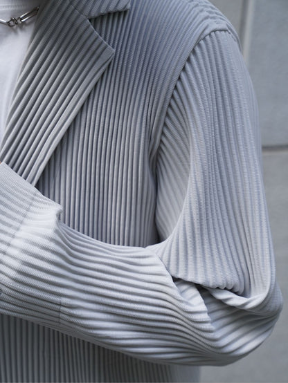 Miyake New 2025 Spring Suit Long Sleeve Pleated Pleated Men's Jacket Lapel Pleated Solid Color Fashion Loose Plisse Casual Top