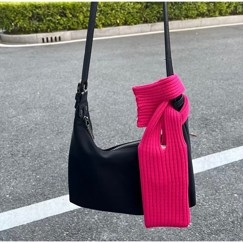 Knitted Phone Bag Scarf Style Unisex Crossbody Shoulder Phone Pouch Colorful Portable Slim Pocket Casual Phone Storage Accessory