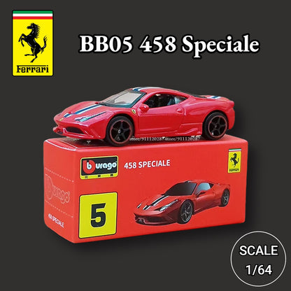 Bburago 1/64 Ferrari Car Miniature Model, BB10 488 GTB Scale Lefarrari F40 F50 F12tdf 458 Spider Diecast Vehicle Replica Toy