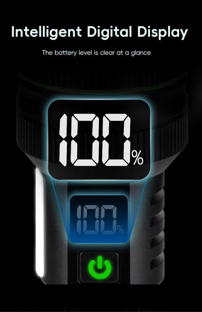 Super Bright Spotlight Long Range LED Flashlight With 26800 Parallel Battery Rechargeable Lamp Tactical Torch Waterproof Lantern