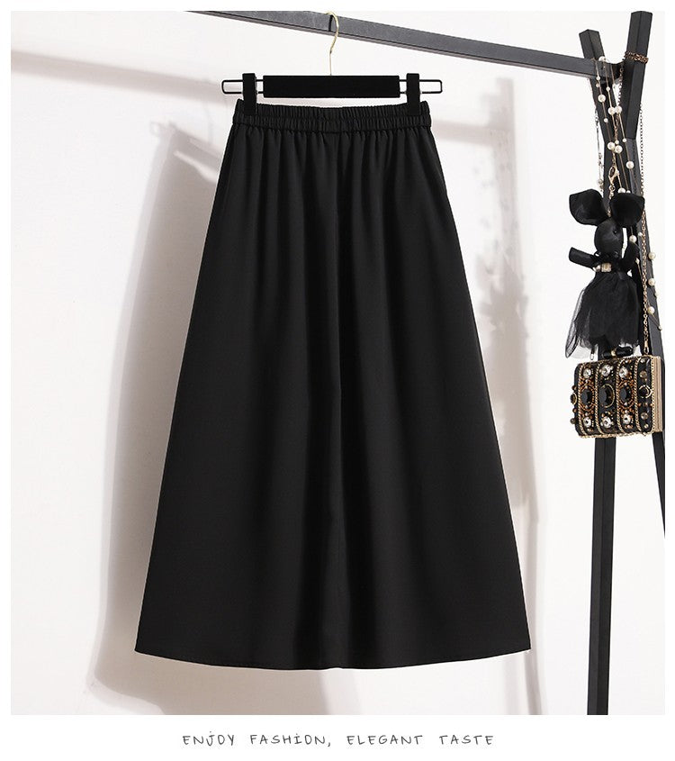 Ladies' Summer High Waist Plus Size Skirts 2026 Mid To Long Flowing Suit Skirt New Style Casual Solid Color A-line Skirt