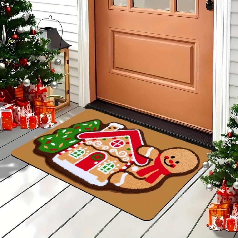 VIKAMA Christmas Gingerbread Man House Rug Bedroom, Living Room, Hallway Entrance Mat Soft Comfortable Floor Mat Home Decor