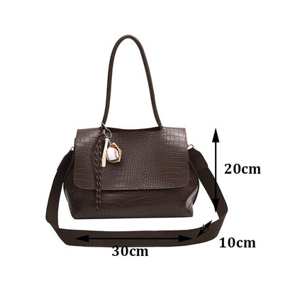 Crocodile Pattern Crossbody Bag For Women Black Shoulder Bag Brand Designer Women Bags Luxury PU Leather Flap Messenger Handbag