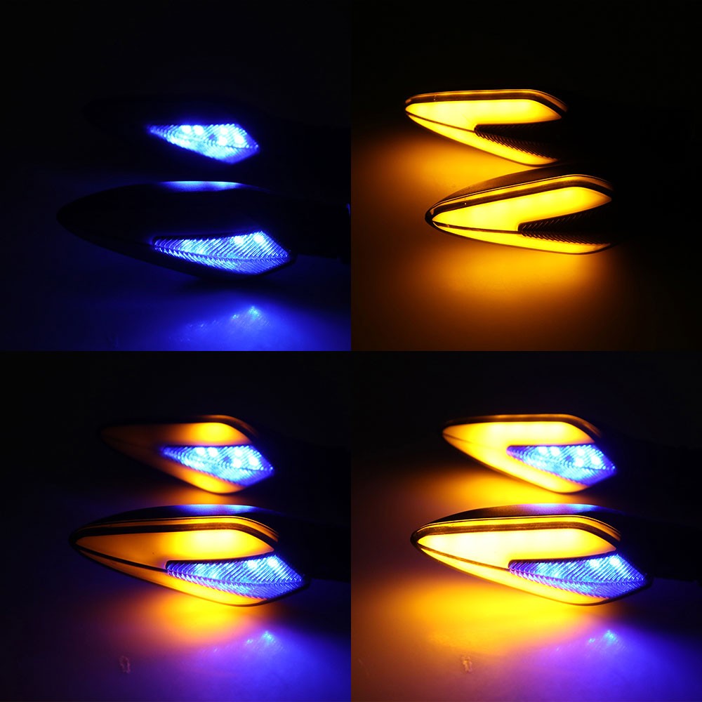 1 par de luzes LED para piscas de motocicleta, branco, amarelo, indicador, fluxo de água, indicador traseiro, pisca-pisca, DRL, luz de circulação diurna