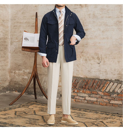 Three Spring and Summer Light Vertical Collar Waist Half Hanging M65 British Jacket Men's Retro Hunting Wear Waterproof Jacket