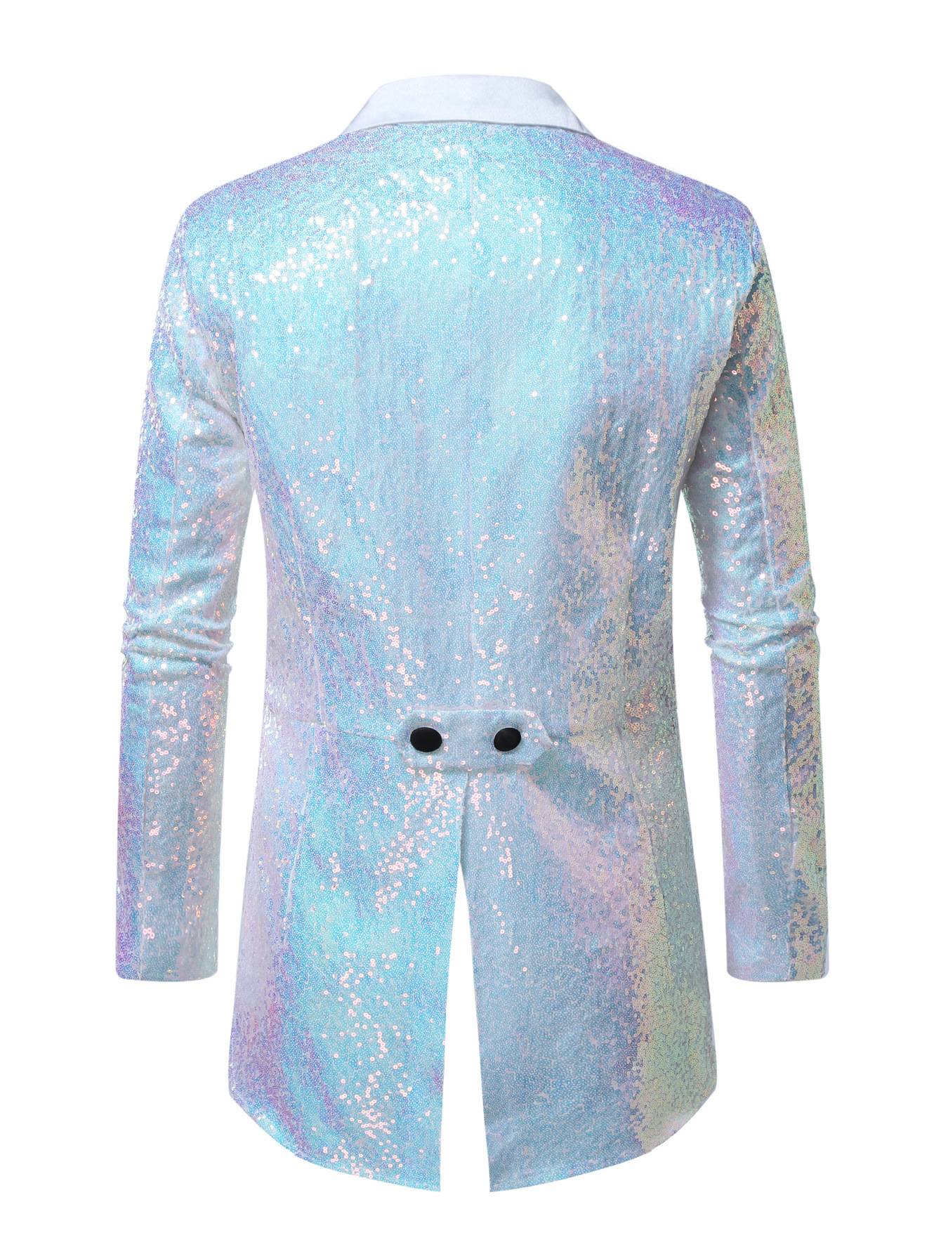 Fashionable Tailcoats for Men's Party Stage Banquets Nightclubs Performances Sequins Designs Slim Fit Blazer Masculino