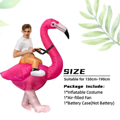 Flamingo Adult Inflatable Suit, Funny Party Costume, Halloween/Christmas/Themed Cosplay, Suitable for Heights of 150-190cm