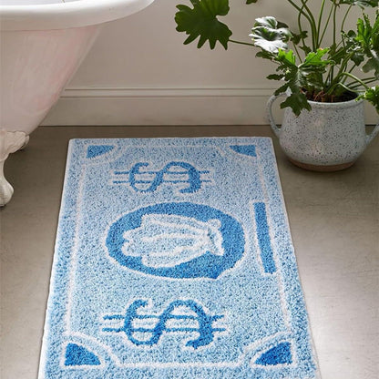 Coin-Print Plush Rug - Super Absorbent Bath Mat & Non-Slip Bedside Carpet for Decor