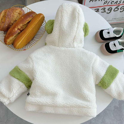 Jaqueta Infantil de Algodão Acolchoada Grossa Textura Premium com Capuz Contrastante de Cores da Disney Buzz Lightyear