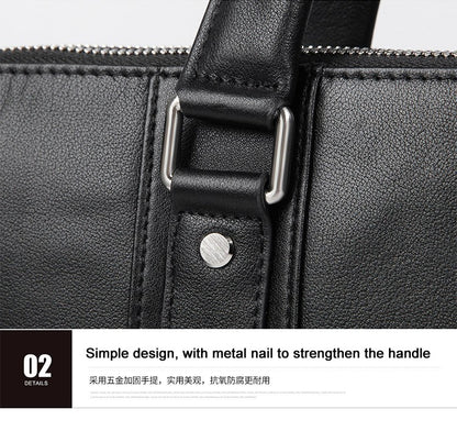 Luxury Genuine Leather Briefcase Men Leather Business Bag 15.6" Laptop Bag 14 Male Office Bag Document File Case Shoulder Bag