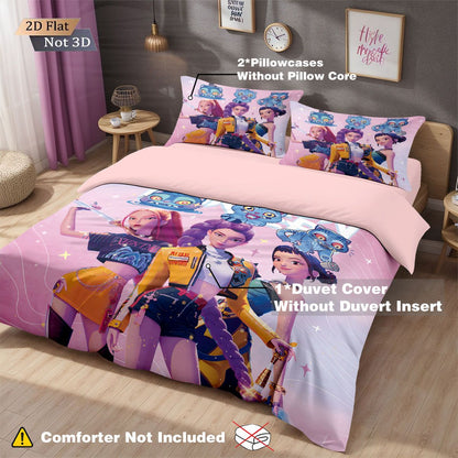 3pcsK-Pop Demon Hunters Printed Chipless Bedding, Multi Sized Bedding, Dormitory duvet Cover, Soft Machine Washable Decoration