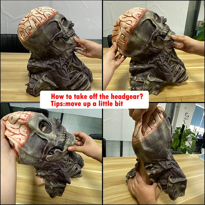 2026 Halloween Latex Skeleton Head Mask Horror Brain Helmet Mask Cosplay Party Supplies Skull Full Face Mask