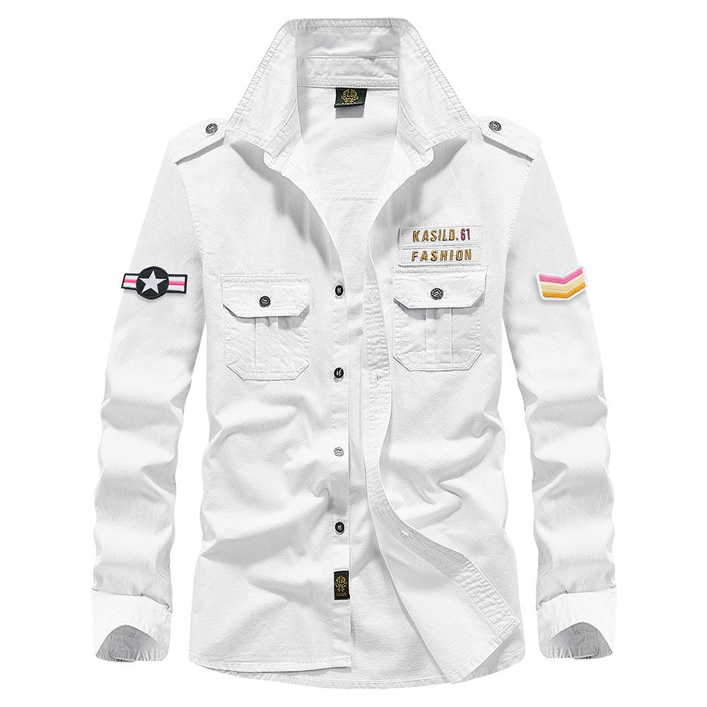 Spring Autumn Men Long Sleeve Cargo Polo Shirt Men Casual Fashion Cotton Shirt Men Tactic Military Embroidery Tops Plus Size 6XL