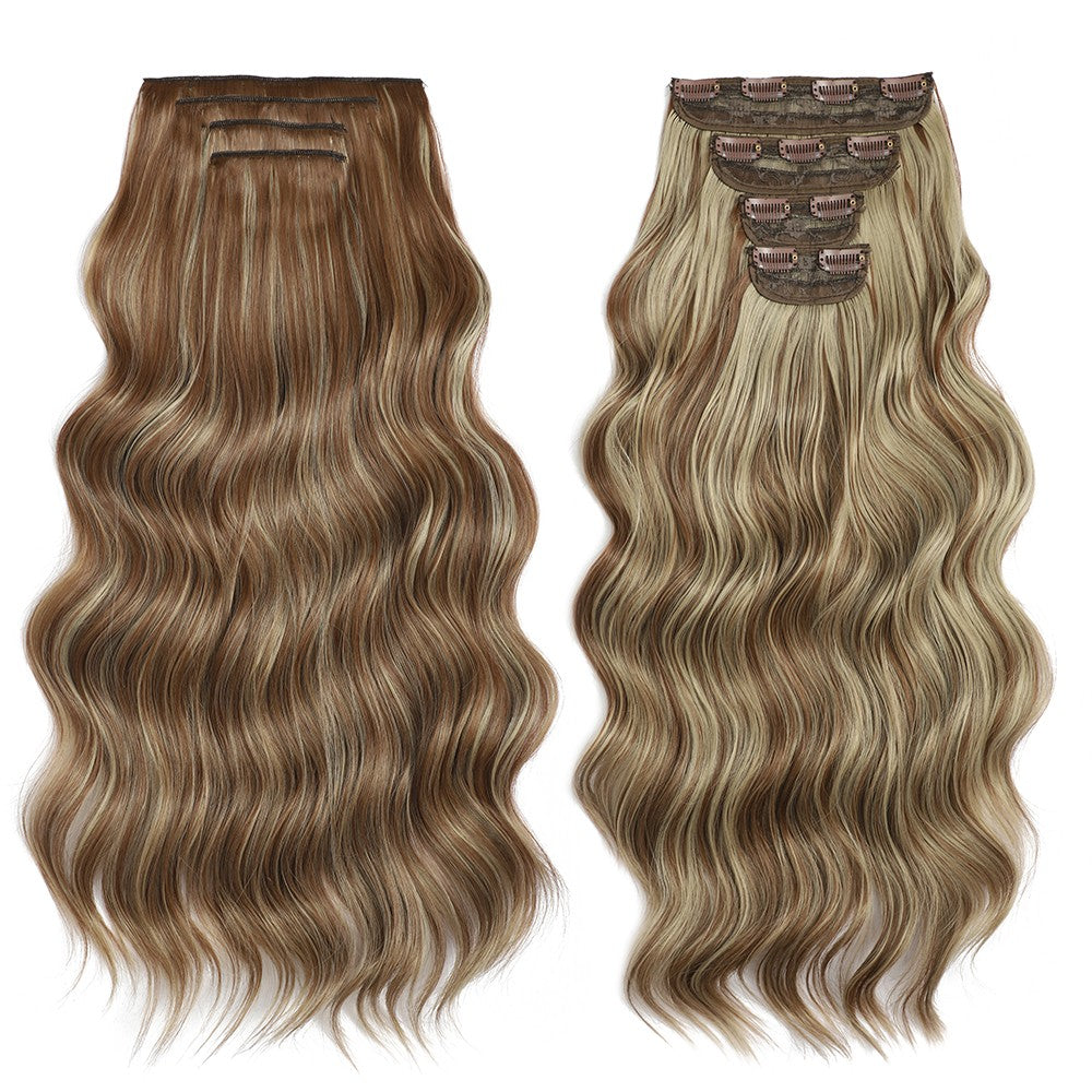 Bio Body Wave Clip in Hair Extensions 22 polegadas 4 peças/lote 220g Macio Natural Fibra Sintética Resistente ao Calor Clip in