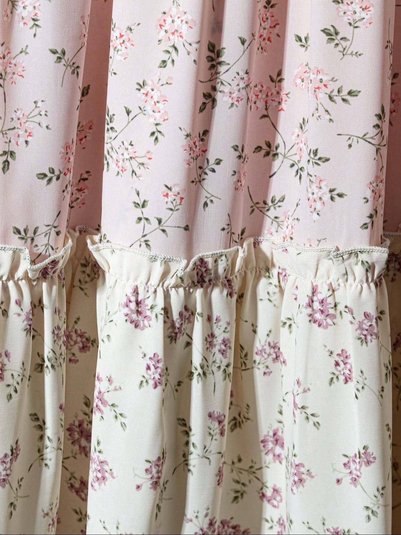 ?Plus Size? Floral Print Ruffle Trim Tiered Layer Skirt, Boho Fashion Casual Hat Decor Long Skirt for Daily Holiday Vacation Wea