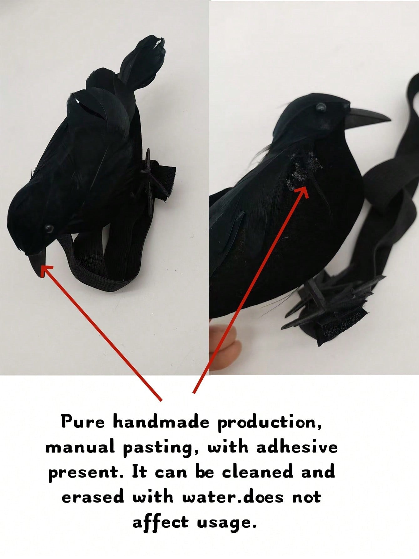 Halloween Realistic Crow Statue Shoulder Strap Style for Halloween Party Indoor Outdoor House Garden Decoration Christmas Party