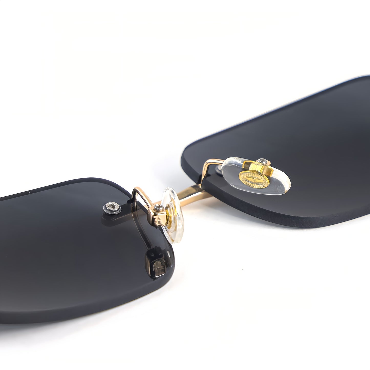 HBK Retro Rimless Sunglasses For Women Men Small Square Gold Frame Brand Design Tea Shades Rectangle UV400 Zonnebril Eyewear