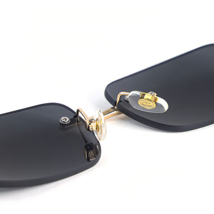 HBK Retro Rimless Sunglasses For Women Men Small Square Gold Frame Brand Design Tea Shades Rectangle UV400 Zonnebril Eyewear