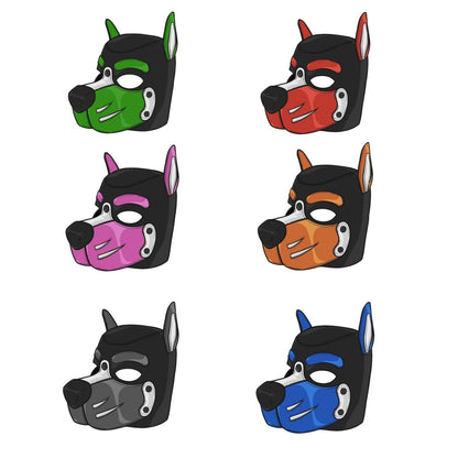 Unisex Sexy Costumes Halloween Party Pupply Play Mask Couples Games Full Face Fetish Masks Hood Latex Open Mouth DogHeadgear New