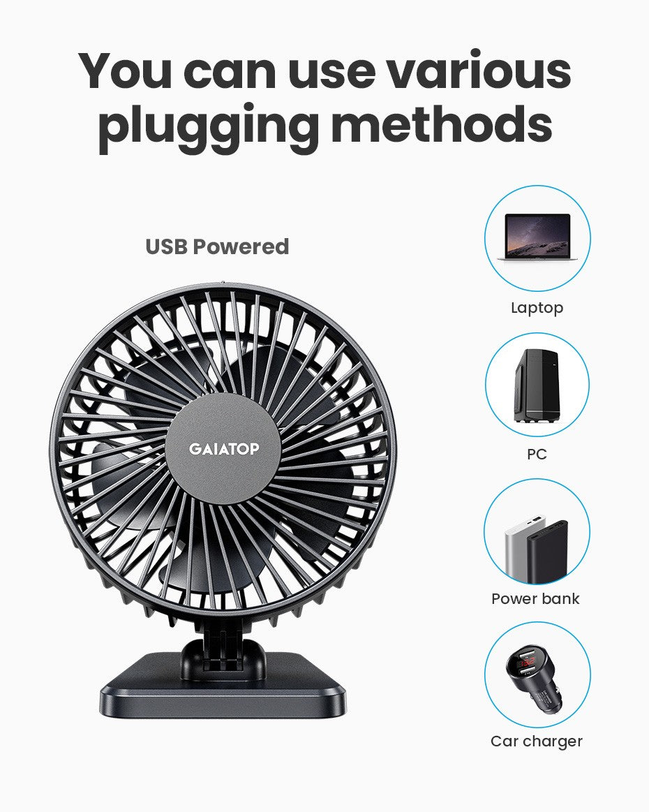 GAIATOP Mini USB Desktop Fan Portable Fan Desktop Office USB Quiet Cooling Fans Three Speed Adjustment Suitable For Home Office