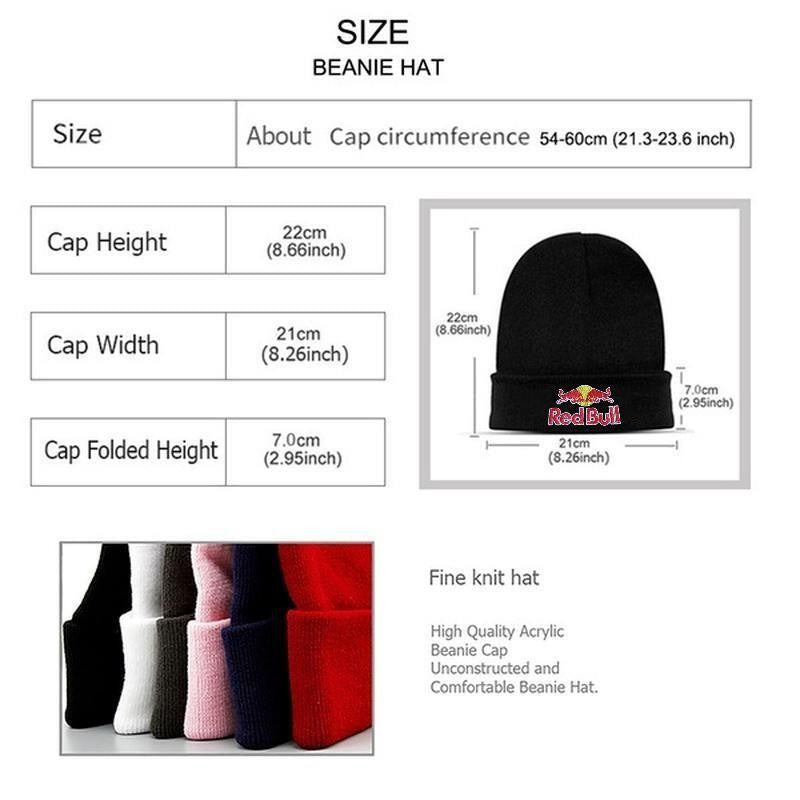 Embroidered Red Bull Knitted hat Beanie Winter Hat Unisex Warm Cap for Men And Women Red Bull Unclimbed Urine Hat