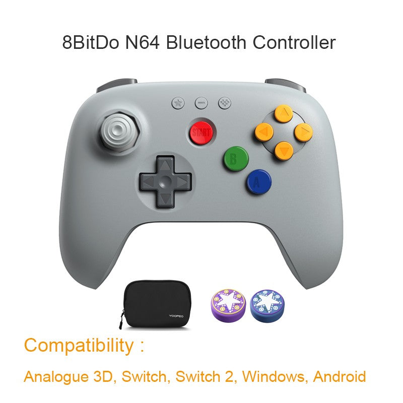 8BitDo N64 Bluetooth Controller for Analogue 3D, Nintendo Switch, Switch 2, Gaming Joystick Gamepad for Windows and Android