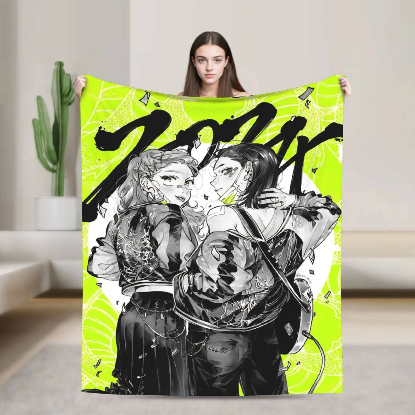 He Guy She Was Interested in Wasnt a Guy at All Manga Blankets Flannel Warm Throw Blanket for Bedding Lounge All Season