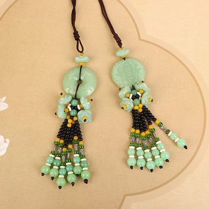 Imitation Green Jade Car Pendants Buddha Statue Brave Troop Hanging Ornament Talisman Auto Interior Decor Gifts