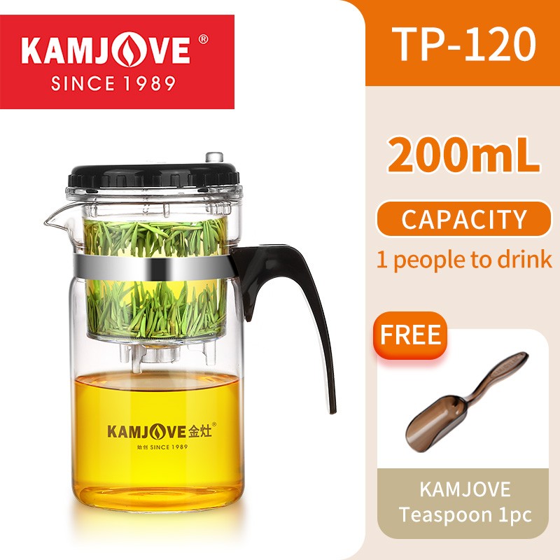 KAMJOVE Tea Pot for Infusions One-touch Tea Filtering Heat-resistant Glass Tea Cup 200/300/500/1000/1200ML Tea Brewing Kettle