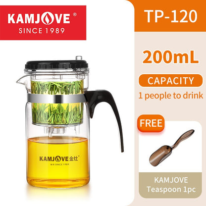 KAMJOVE Tea Pot for Infusions One-touch Tea Filtering Heat-resistant Glass Tea Cup 200/300/500/1000/1200ML Tea Brewing Kettle