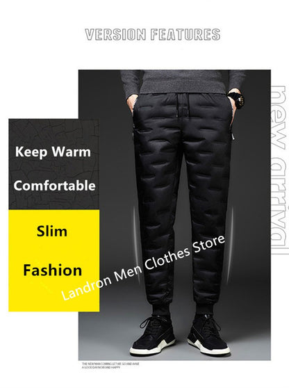 Calças Masculinas de Pena de Pato para Exterior, Acolchoadas, Inverno, 8GG, 7GG, 6GG, Jogger, Quente, Impermeável, Térmica, Tamanhos Grandes, Roupas Resistentes ao Frio