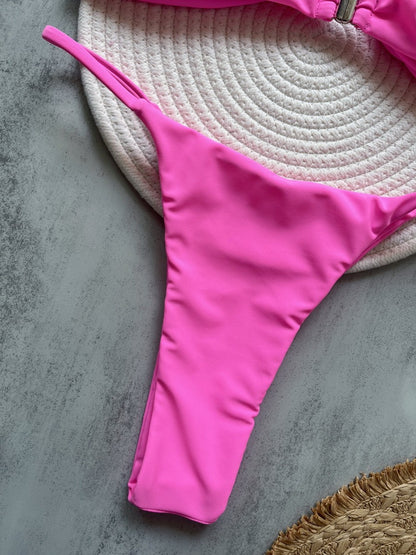 Para Praia 2025 Sexy Push Up Bikini Women Swimwear Metal Starfish Bandeau Thong Bikini Brazilian Swimsuit Female Bathing Suit