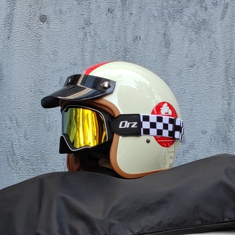 Capacete de motocicleta retrô semiaberto acessórios para motocicleta cross-country capacete de motocicleta 3/4 capacete retrô de inverno