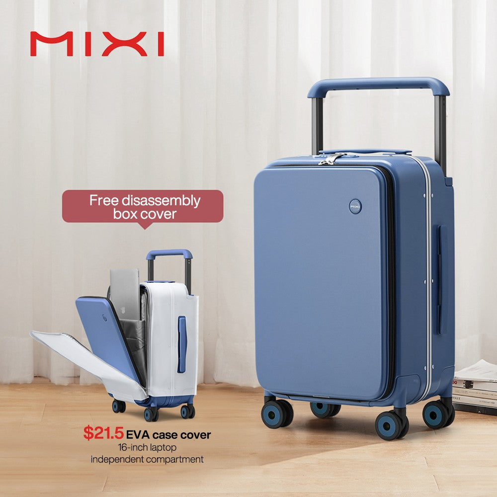 Mixi Novo Design Mala de Viagem com Alça Larga Masculina Bagagem de Mão Feminina com Rodinhas 20 Polegadas de Bordo PC Estrutura de Alumínio M9275