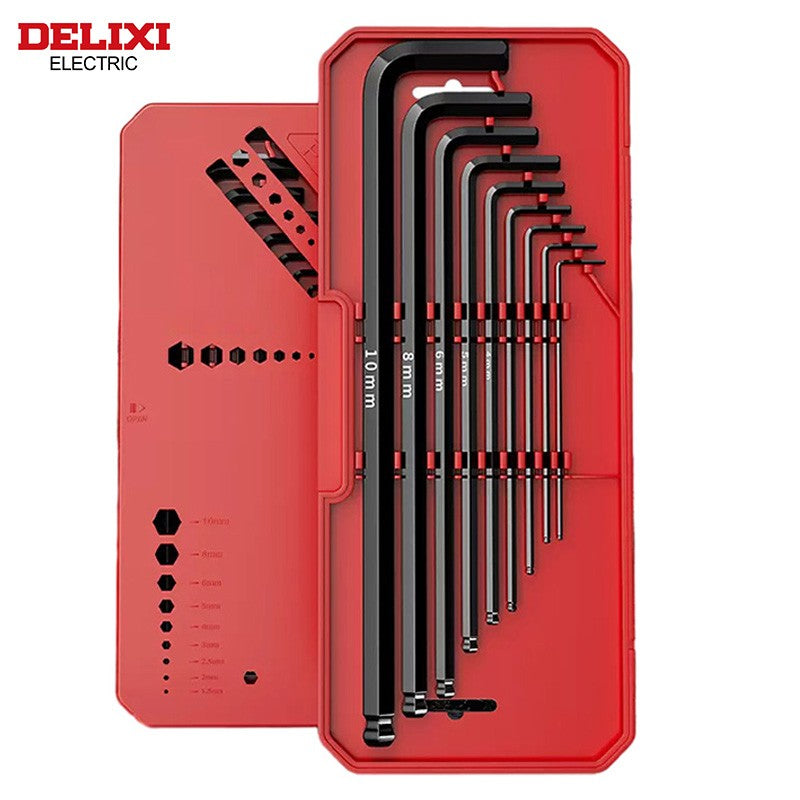 DELIXI ELECTRIC Conjunto de Chaves Allen?Chave Sextavada Allen?Chave de FendaConjunto Embalado em Caixa?LuvaTorque Universal Longo Métrico,para Manutenção de Veículos