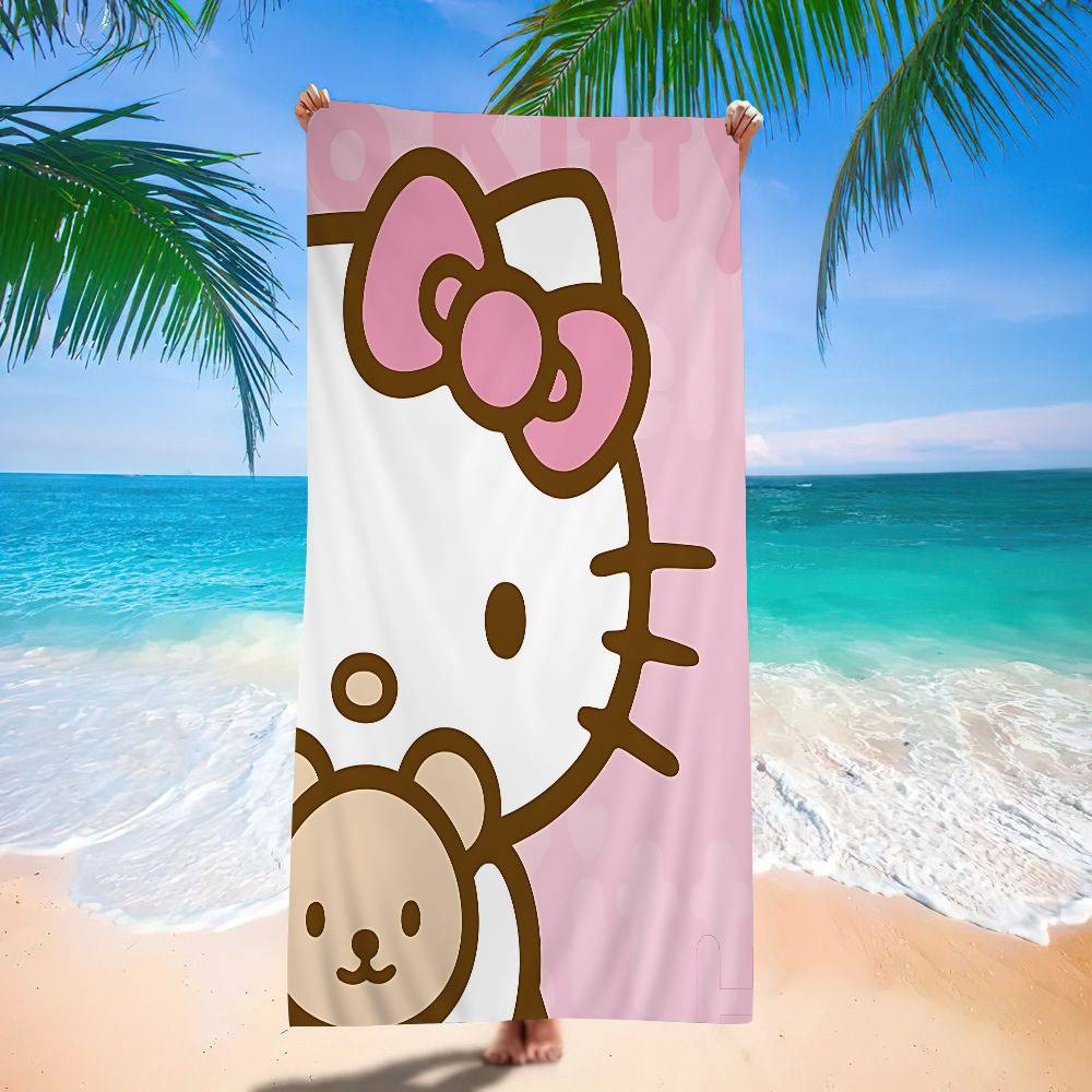 Kawaii H-Hello Kitty Microfiber Beach Towel Absorbent Quick Dry Soft Yoga Swimming Resort Mountain Climbing Towel