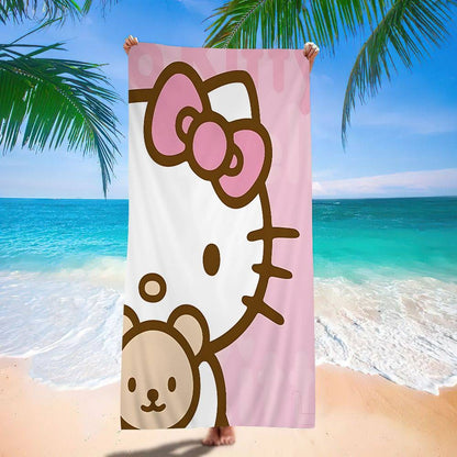 Kawaii H-Hello Kitty Microfiber Beach Towel Absorbent Quick Dry Soft Yoga Swimming Resort Mountain Climbing Towel